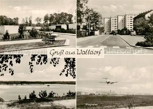 AK / Ansichtskarte  Walldorf_Hessen Neutra-Siedlung Bungalows Aschaffenburger Strasse Badesee Flughaben Passagierflugzeug Walldorf Hessen