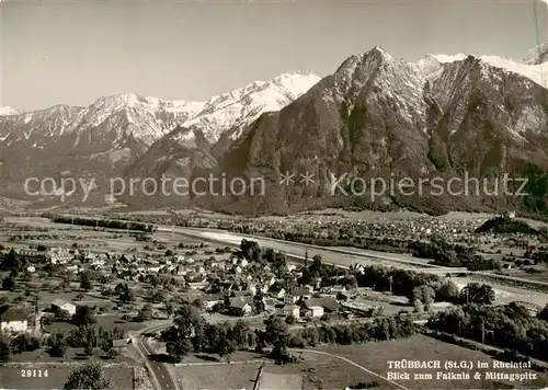 AK / Ansichtskarte  Truebbach Panorama Rheintal Blick zum Falknis und Mittagsspitz Raetikon Truebbach