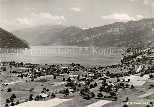 AK / Ansichtskarte  Faulensee_Bad_Thunersee_BE Panorama Berner Alpen 