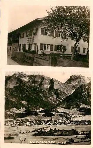 AK / Ansichtskarte  Oberstdorf Bauernhof Gesamtansicht mit Alpenpanorama Luftaufnahme Oberstdorf