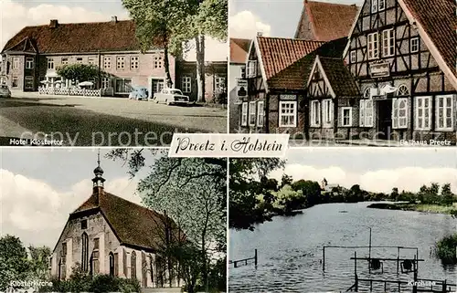 AK / Ansichtskarte  Preetz_Holstein Hotel Klostertor Ballhaus Klosterkirche Kirchsee Preetz_Holstein