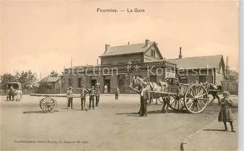 AK / Ansichtskarte  Fourmies_59_Nord La gare Bahnhof Pferdefuhrwerk 