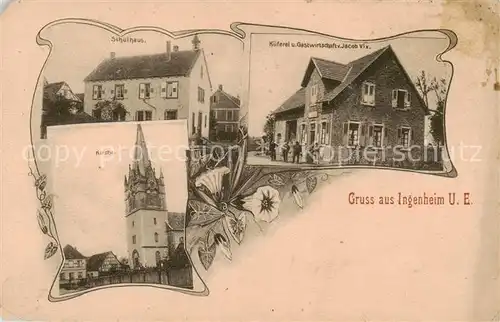 AK / Ansichtskarte  Ingenheim_67_Bas-Rhin Schulhaus Kirche Kueferei Gastwirtschaft 