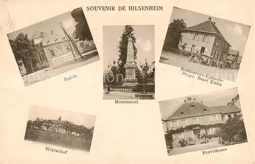 AK / Ansichtskarte  Hilsenheim_67_Bas-Rhin Mairie Monument Restaurant Epicerie Wielerhof Providence 