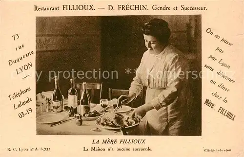 AK / Ansichtskarte  Lyon_69_Rhone Restaurant Fillioux La Mère Fillioux 