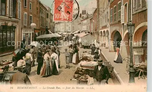 AK / Ansichtskarte  Remiremont_Romberg_88_Vosges La Grande Rue Jour du Marché 