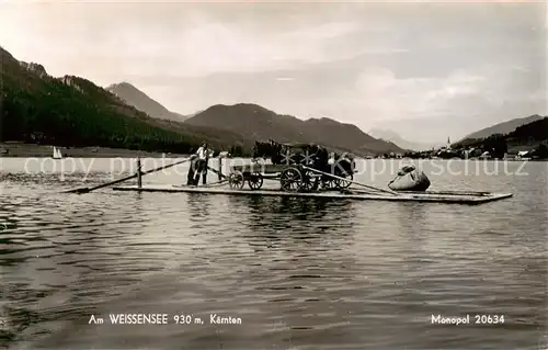 AK / Ansichtskarte  Millstatt_Millstaettersee_Kaernten_AT Am Weissensee Faehre Pferdewagen 