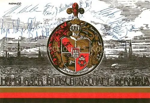 AK / Ansichtskarte 73853543 Hamburg Wappen der Hamburger Burschenschaft Germania Hamburg