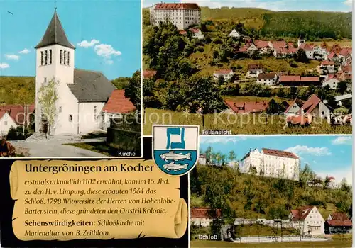 AK / Ansichtskarte 73853549 Untergroeningen_Abtsgmuend Kirche Teilansicht Schloss 