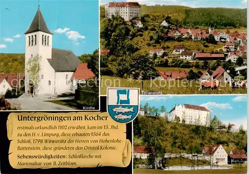 AK / Ansichtskarte  Untergroeningen_Abtsgmuend Kirche Teilansicht Schloss 