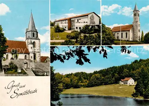 AK / Ansichtskarte 73853550 Spraitbach Ev Kirche Schule Kath Kirche Stausee Spraitbach