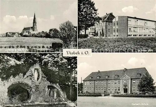 AK / Ansichtskarte  Visbek Kirche St Vitus Stift Lourdes Grotte Gerbert Schule Visbek