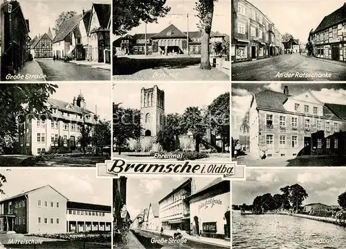 AK / Ansichtskarte 73853588 Bramsche_Hase Grosse Strasse Bahnhof Ratsschaenke Ehrenmal Mittelschule Strandbad Bramsche Hase