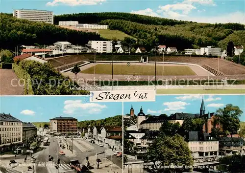 AK / Ansichtskarte 73853590 Siegen__Westfalen Leimbach Stadion Jung Stilling Krankenhaus Hauptbahnhof Martinikirche Unteres Schloss und Siegbruecke 