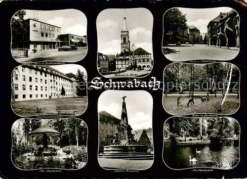 AK / Ansichtskarte  Schwabach Stadtsparkasse Rathaus Kirche Stadtpark Krankenhaus Brunnen Rehe Schwabach