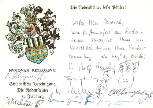AK / Ansichtskarte  Fribourg__FR Studentische Vereinigung Die Rodensteiner zu Fribourg Wappen 