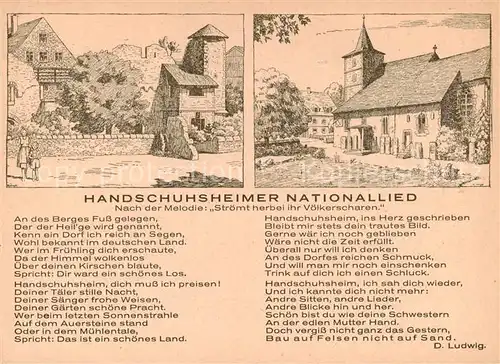 AK / Ansichtskarte  Handschuhsheim Ortspartien Zeichnung Handschuhsheimer Nationallied Text Handschuhsheim