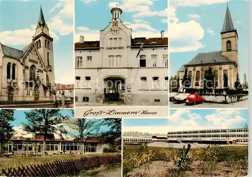 AK / Ansichtskarte  Gross-Zimmern_Hessen Kirche Rathaus Schulen 