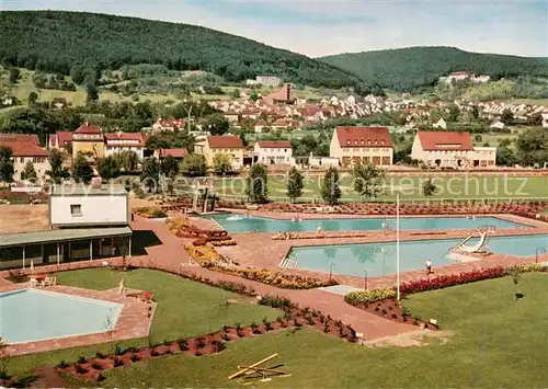 AK / Ansichtskarte  Lohr_Main 3 Becken Freibad mit Campingplatz Lohr_Main