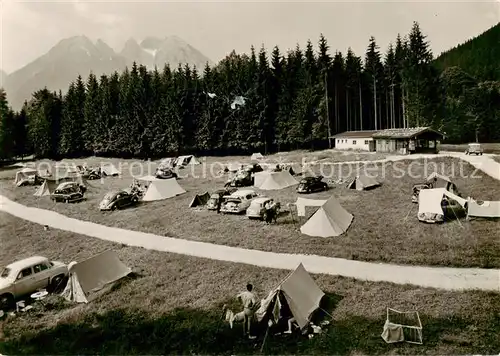 AK / Ansichtskarte 73853696 Taubensee_Daubensee_1139m_Chiemgau Campingplatz Simonhof mit Hochkalter 