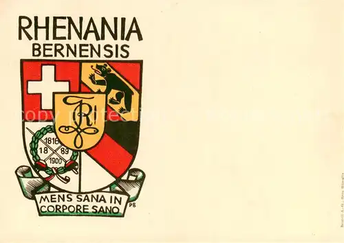 AK / Ansichtskarte  Bern_BE Rhenania Bernensis Studentenverbindung Wappen Bern_BE