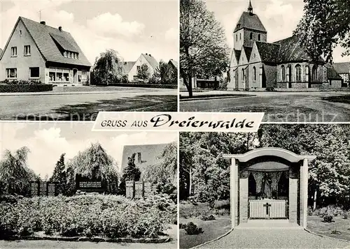 AK / Ansichtskarte  Dreierwalde_Hoerstel Kaufladen Kirche Park Friedhof 