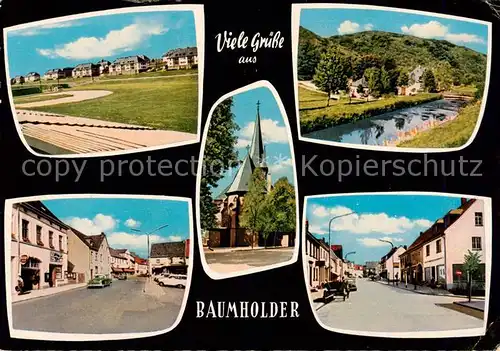AK / Ansichtskarte 73853779 Baumholder_Nahe Kasernen Edingersmuehle Am Markt Kath Kirche Alleestrasse Baumholder Nahe