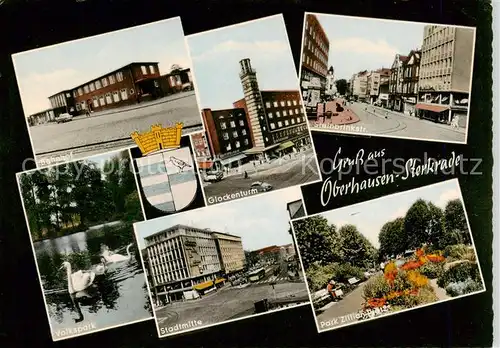 AK / Ansichtskarte  Sterkrade_Oberhausen_NRW Bahnhof Glockenturm Steinbrinkstrasse Volkspark Stadtmitte Park Zillian Platz 