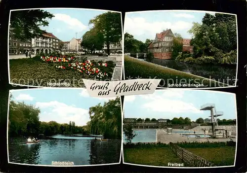 AK / Ansichtskarte 73853794 Gladbeck Hochstrasse Schloss Wittringen Schlossteich Freibad Gladbeck