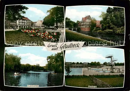 AK / Ansichtskarte  Gladbeck Hochstrasse Schloss Wittringen Schlossteich Freibad Gladbeck