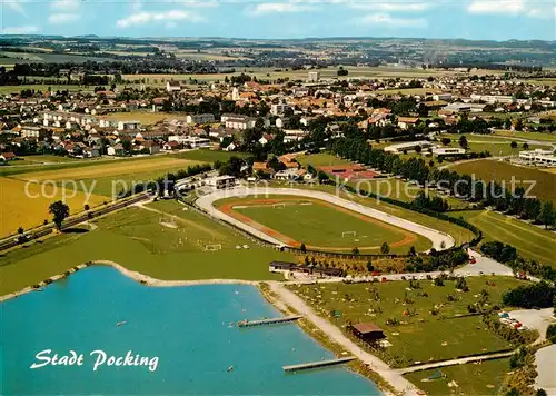 AK / Ansichtskarte  Pocking Fliegeraufnahme mit Therme und Stadion Pocking