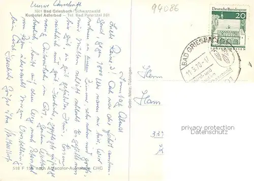 AK / Ansichtskarte  Bad_Griesbach_Schwarzwald  Kurhotel Adlerbad Bad_Griesbach