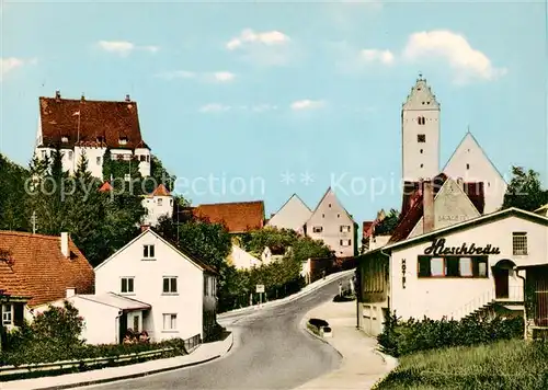 AK / Ansichtskarte  Leipheim Ortspartie mit Kirche und Hotel  Leipheim