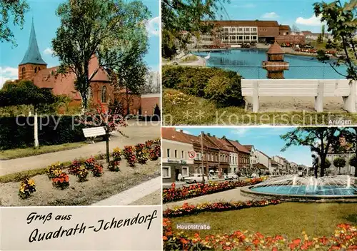 AK / Ansichtskarte 73853844 Quadrath-Ichendorf Kirche Anlagen Hauptstrasse Springbrunnen Quadrath-Ichendorf