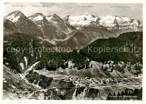 AK / Ansichtskarte  Curaglia_GR Panorama mit Medelsergebirge und Hotel Lukmanier 