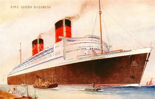 AK / Ansichtskarte  Dampfer_Oceanliner Salmon Series R.M.S. Queen Elizabeth 