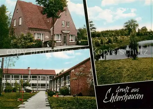 AK / Ansichtskarte 73854017 Ehlershausen_Ramlingen-Ehlershausen Gasthof Pension Schule Landschaft Teich 