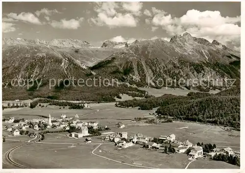 AK / Ansichtskarte  Celerina_GR Fliegeraufnahme mit Muottas Muragl Celerina_GR