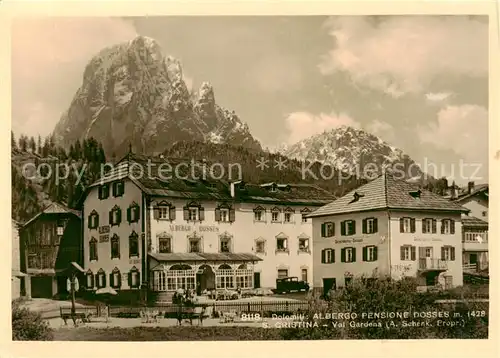 AK / Ansichtskarte  Santa_Cristina_Valgardena Albergo Pensione Dosses Val Gardena Groeden mit Langkofel 