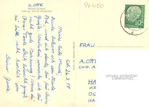 AK / Ansichtskarte  Coburg Medau Schule Schloss Hohenfels Coburg