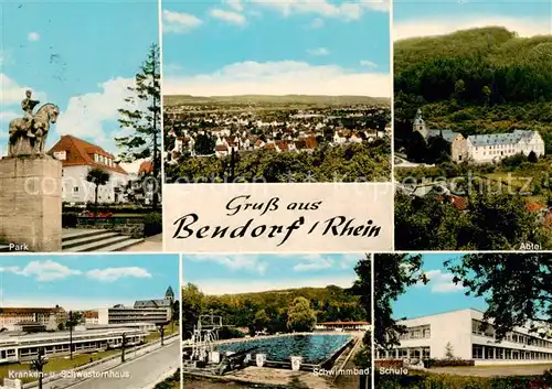AK / Ansichtskarte 73854091 Bendorf_Rhein Park Abtei Kranken und Schwesternhaus Schwimmbad Schule Bendorf Rhein