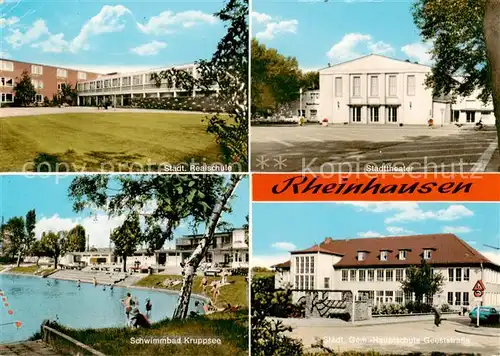 AK / Ansichtskarte 73854101 Rheinhausen_Duisburg Staedt Realschule Stadttheater Schwimmbad Kruppsee Staedt Hauptschule Rheinhausen Duisburg