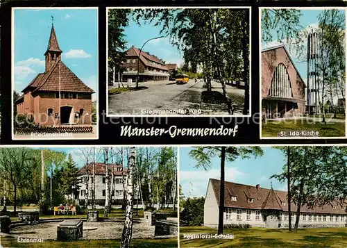 AK / Ansichtskarte 73854102 Gremmendorf Friedenskirche Gremmendorfer Weg St Ida Kirche Ehrenmal Pestalozzi Schule Gremmendorf