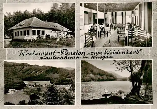 AK / Ansichtskarte  Lauterschwan Restaurant Pension zum Weidenkorb Gaststube Panorama Schwanenteich Lauterschwan