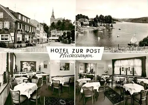 AK / Ansichtskarte 73854150 Hueckeswagen Wilhelmsplatz Bevertalsperre Hotel zur Post Gastraeume Hueckeswagen
