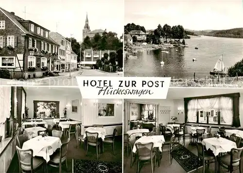 AK / Ansichtskarte  Hueckeswagen Wilhelmsplatz Bevertalsperre Hotel zur Post Gastraeume Hueckeswagen