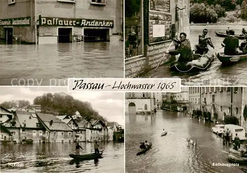 AK / Ansichtskarte 73854191 Passau Hochwasser 1965 Itzstadt Rathausplatz Schlauchboot  Passau