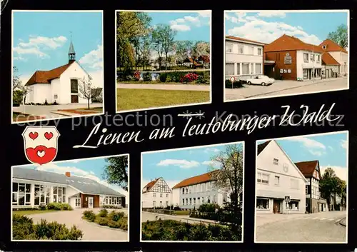 AK / Ansichtskarte  Lienen__Westfalen Kirche Park Sparkasse Schule Strassenpartie