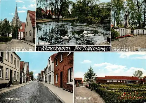 AK / Ansichtskarte  Bevergern_Hoerstel St Marien Kirche Stadtteich Am Ehrenmal Langestrasse Kindergarten 