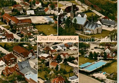 AK / Ansichtskarte  Laggenbeck_Ibbenbueren Fliegeraufnahmen mit Kirche und Freibad 